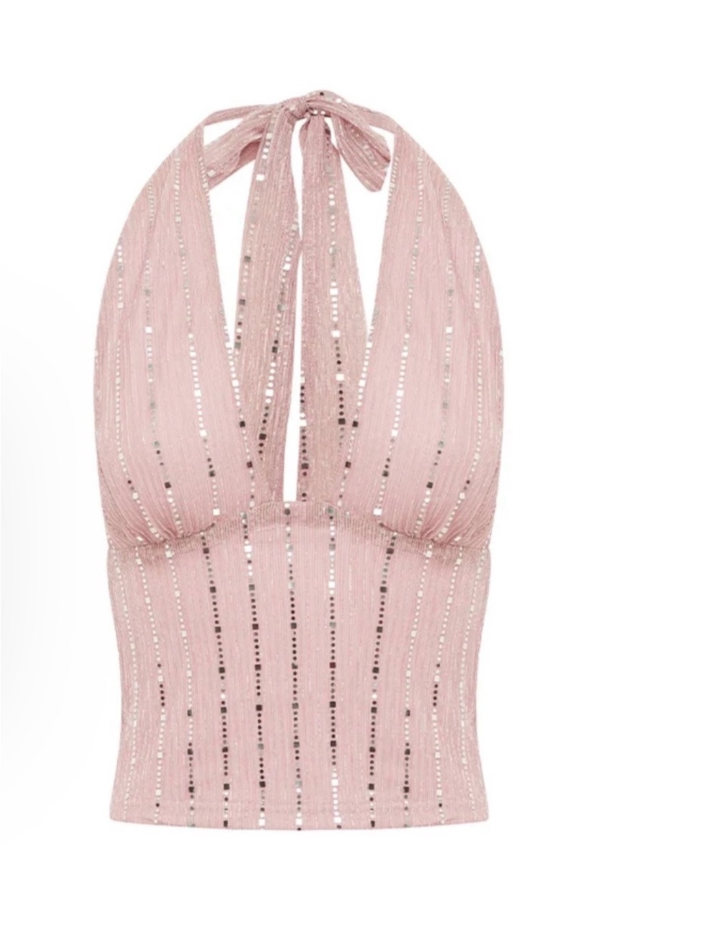 RUNAWAY THE LABEL
NERISSA V-NECK HALTER TOP - light pink size small